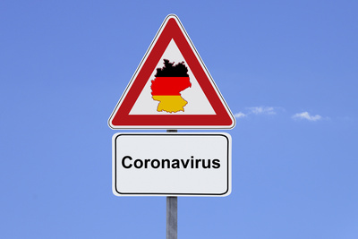 Warnschild Coronavirus in Deutschland